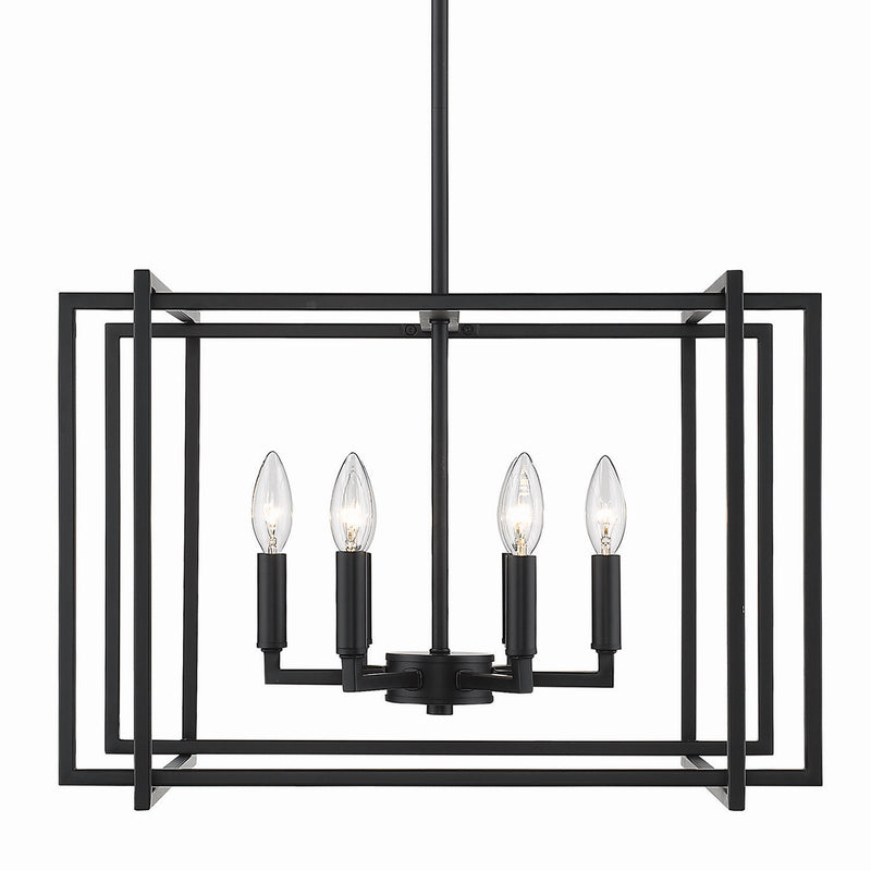 Golden 6070-6 BLK-BLK Six Light Chandelier, Matte Black