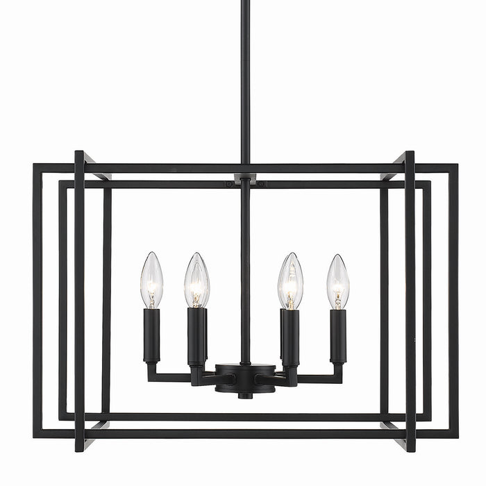 Golden 6070-6 BLK-BLK Six Light Chandelier, Matte Black