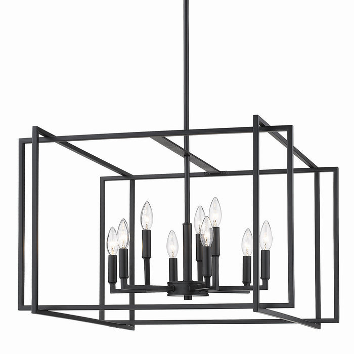 Golden 6070-9 BLK-BLK Nine Light Chandelier, Matte Black