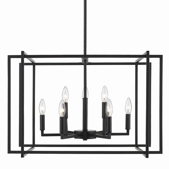 Golden 6070-9 BLK-BLK Nine Light Chandelier, Matte Black