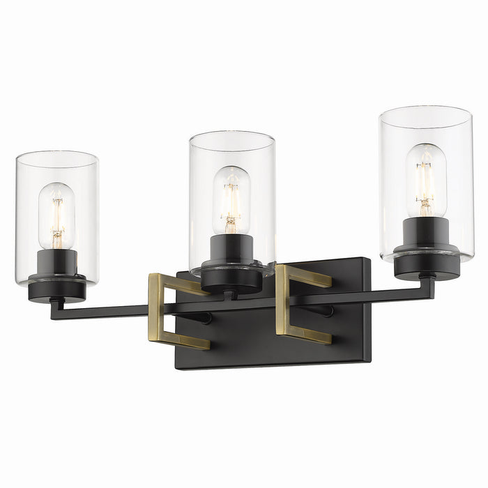 Golden 6070-BA3 BLK-AB Three Light Bath Vanity, Matte Black