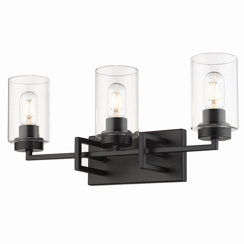 Golden 6070-BA3 BLK-BLK Three Light Bath Vanity, Matte Black