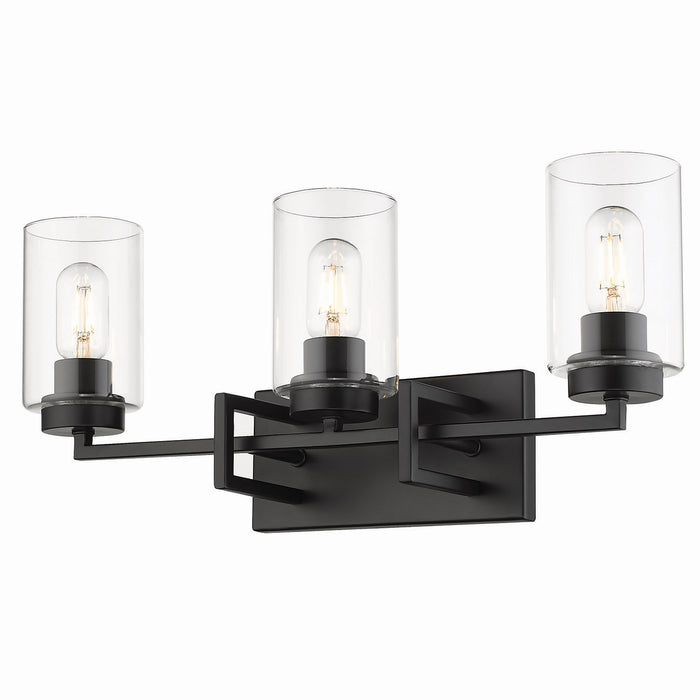 Golden 6070-BA3 BLK-BLK Three Light Bath Vanity, Matte Black