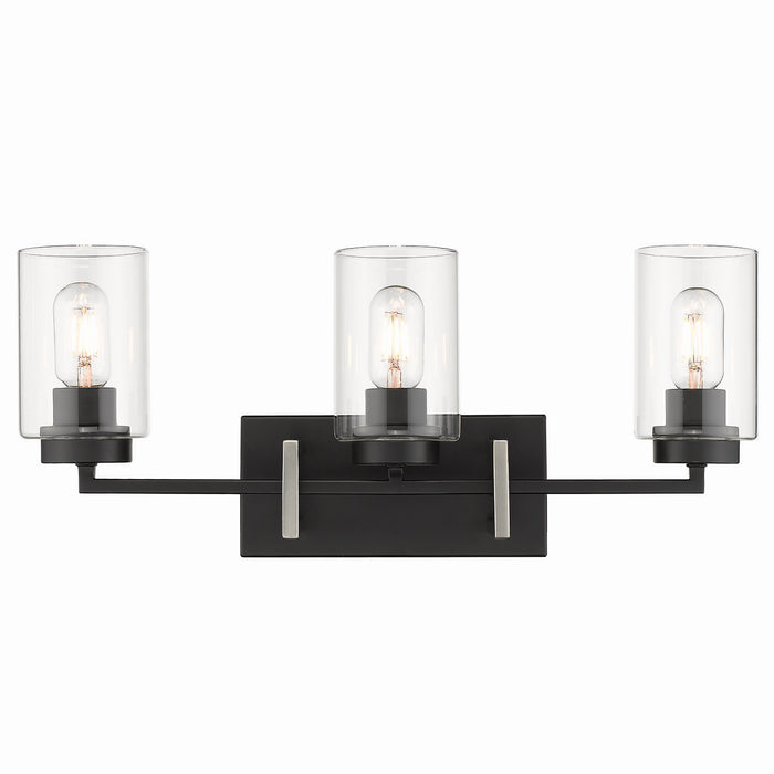 Golden 6070-BA3 BLK-PW Three Light Bath Vanity, Matte Black