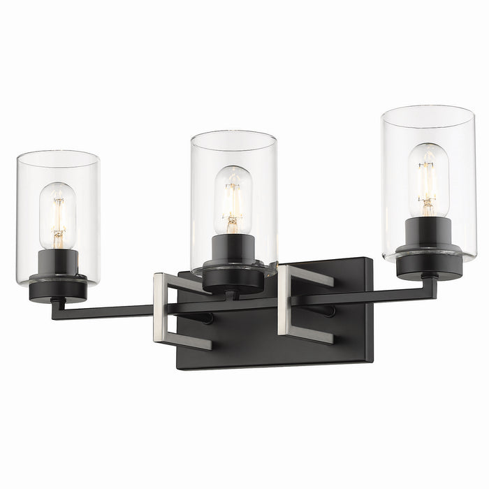 Golden 6070-BA3 BLK-PW Three Light Bath Vanity, Matte Black