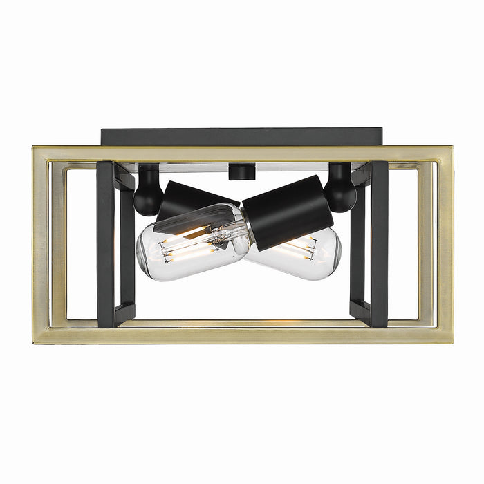 Golden 6070-FM BLK-AB Two Light Flush Mount, Matte Black