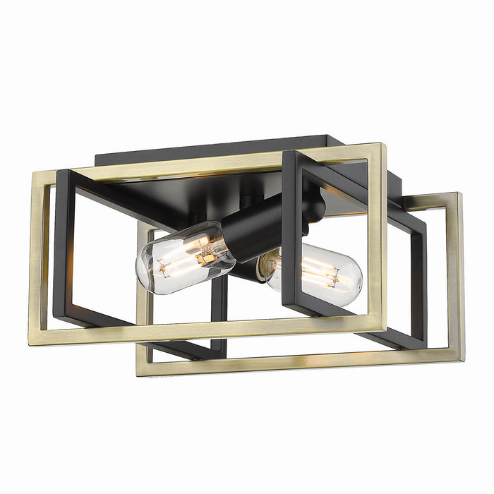 Golden 6070-FM BLK-AB Two Light Flush Mount, Matte Black