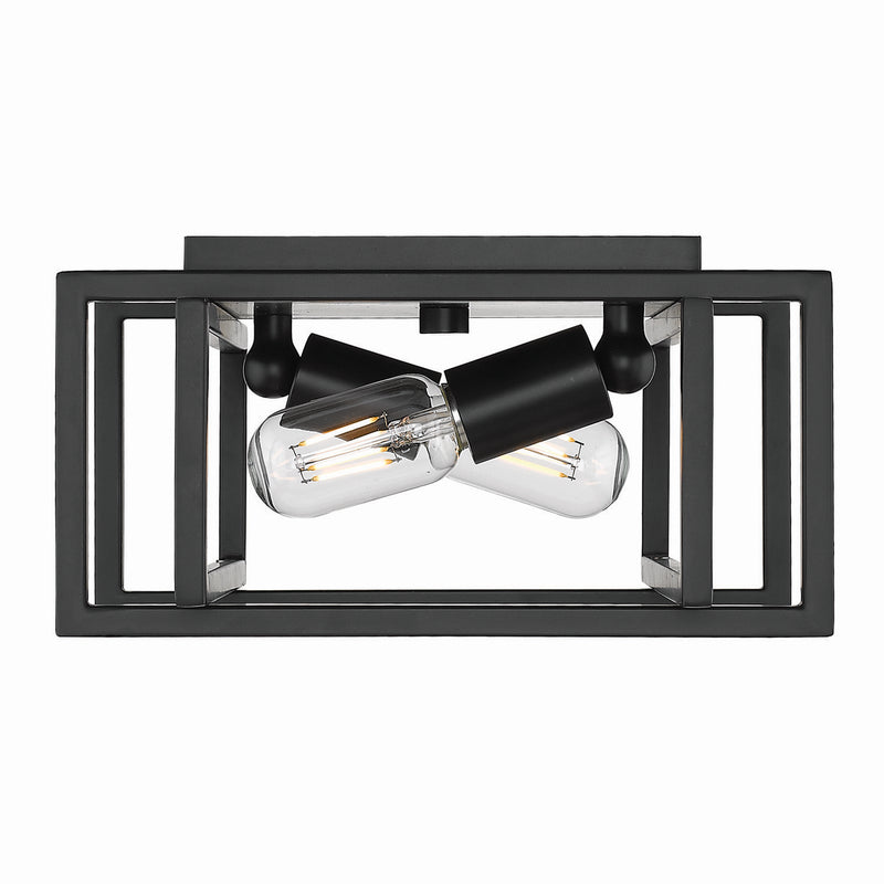 Golden 6070-FM BLK-BLK Two Light Flush Mount, Matte Black