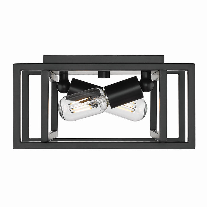 Golden 6070-FM BLK-BLK Two Light Flush Mount, Matte Black