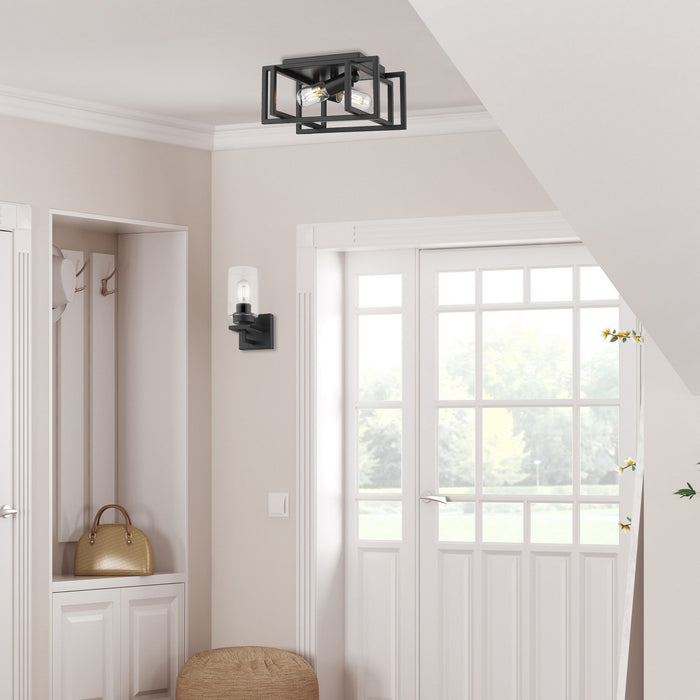 Golden 6070-FM BLK-BLK Two Light Flush Mount, Matte Black