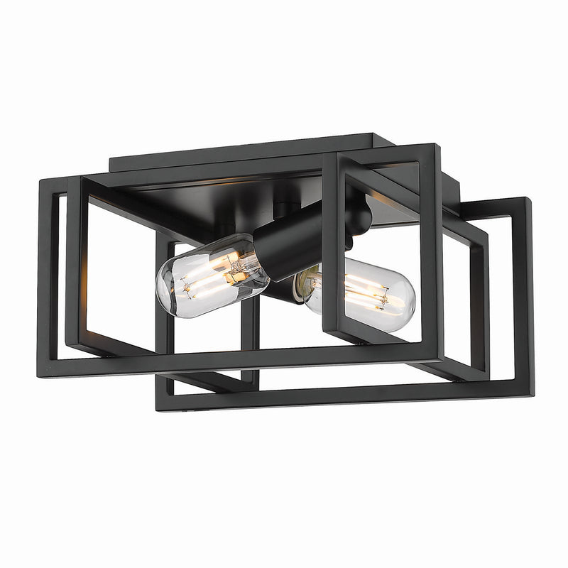 Golden 6070-FM BLK-BLK Two Light Flush Mount, Matte Black