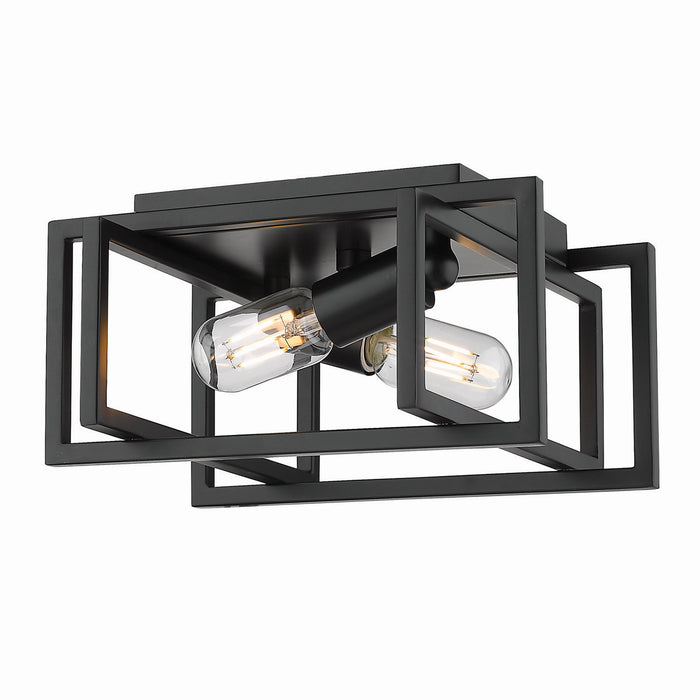 Golden 6070-FM BLK-BLK Two Light Flush Mount, Matte Black