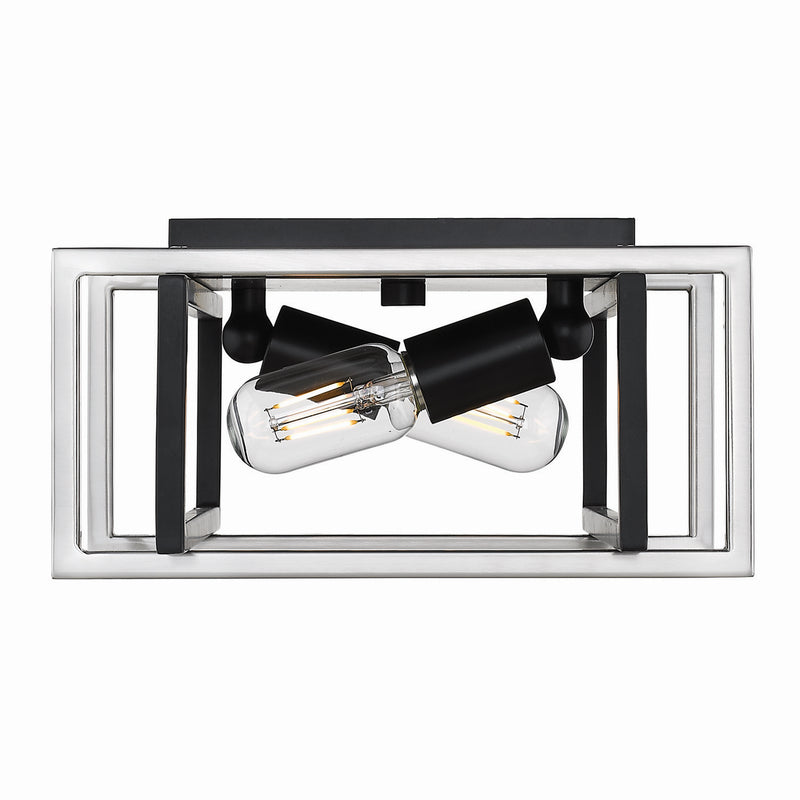 Golden 6070-FM BLK-PW Two Light Flush Mount, Matte Black