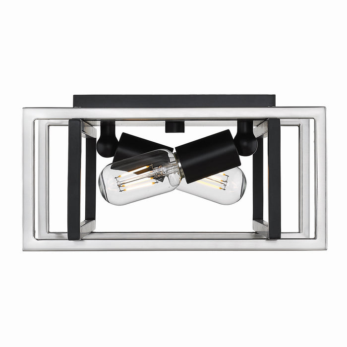 Golden 6070-FM BLK-PW Two Light Flush Mount, Matte Black