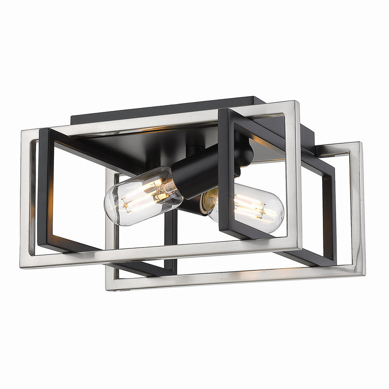 Golden 6070-FM BLK-PW Two Light Flush Mount, Matte Black