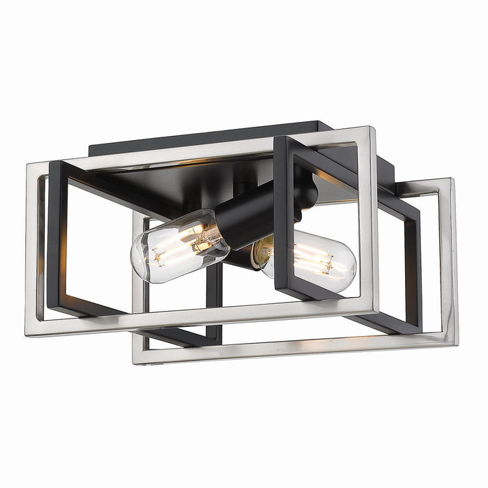 Golden 6070-FM BLK-PW Two Light Flush Mount, Matte Black