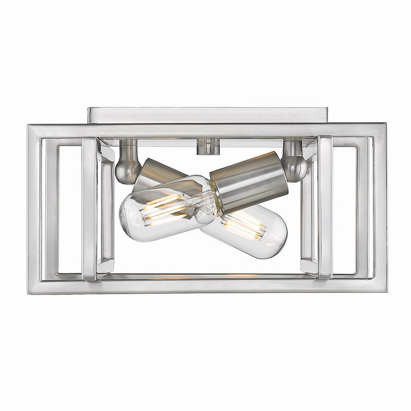 Golden 6070-FM PW-PW Two Light Flush Mount, Pewter