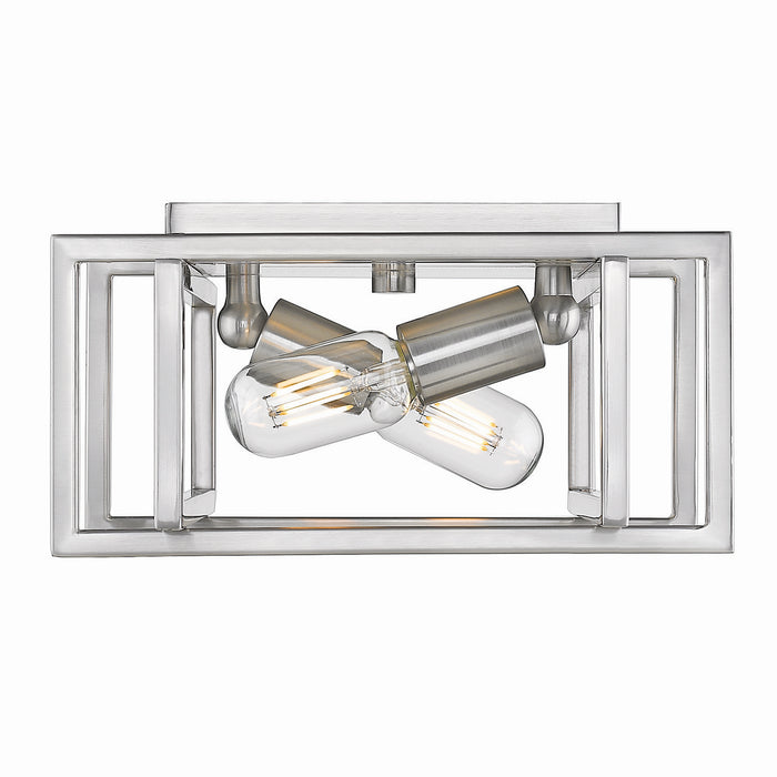 Golden 6070-FM PW-PW Two Light Flush Mount, Pewter