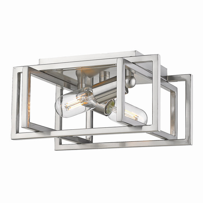 Golden 6070-FM PW-PW Two Light Flush Mount, Pewter