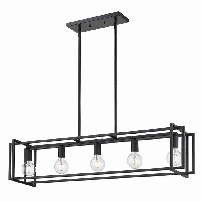 Golden 6070-LP BLK-BLK Five Light Linear Pendant, Matte Black