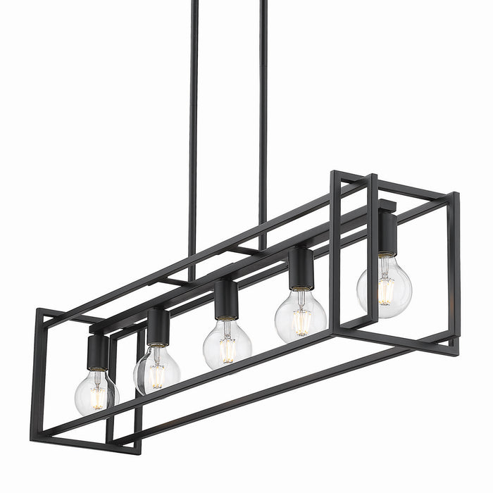 Golden 6070-LP BLK-BLK Five Light Linear Pendant, Matte Black