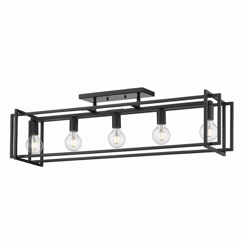 Golden 6070-LP BLK-BLK Five Light Linear Pendant, Matte Black