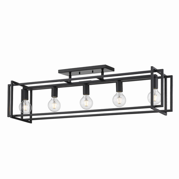 Golden 6070-LP BLK-BLK Five Light Linear Pendant, Matte Black