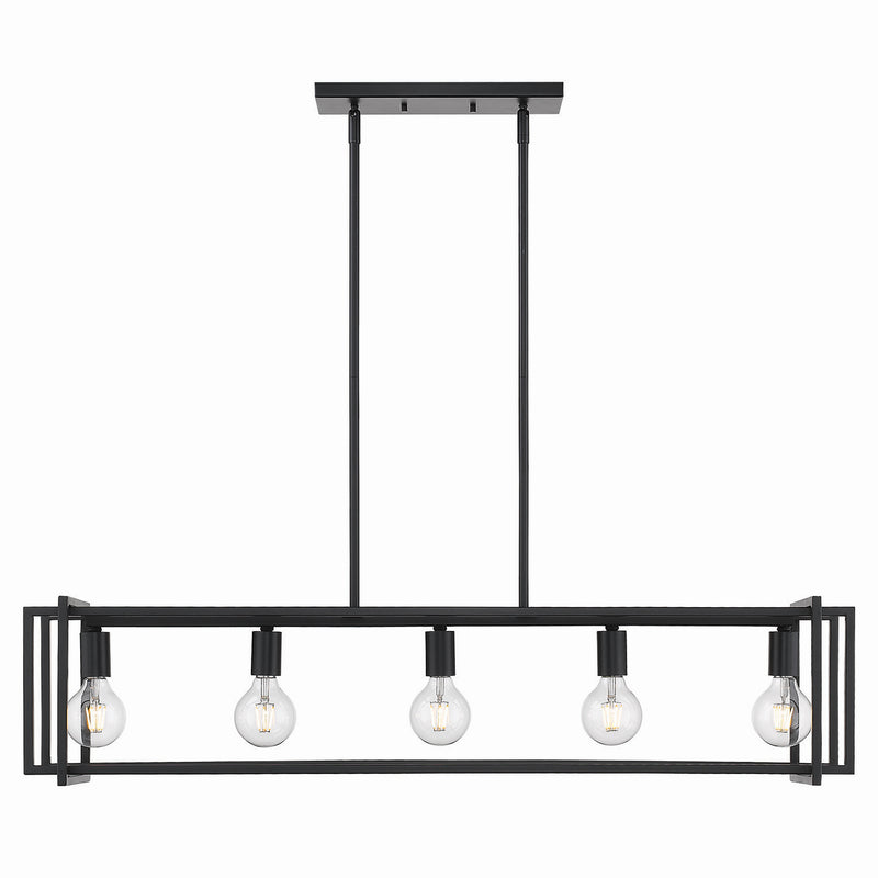 Golden 6070-LP BLK-BLK Five Light Linear Pendant, Matte Black