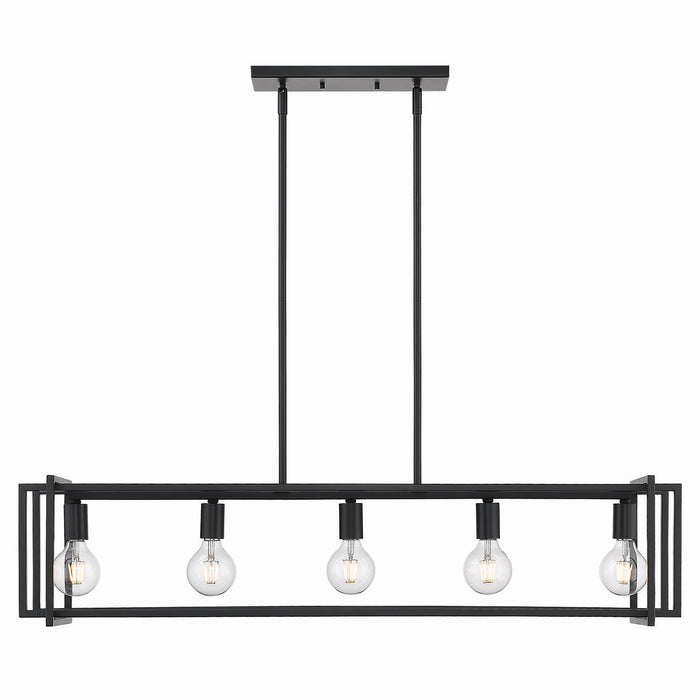 Golden 6070-LP BLK-BLK Five Light Linear Pendant, Matte Black