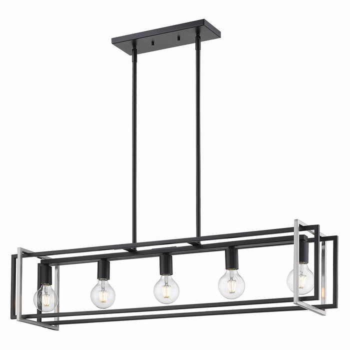 Golden 6070-LP BLK-PW Five Light Linear Pendant, Matte Black
