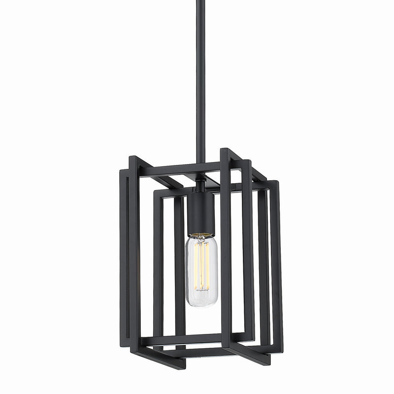 Golden 6070-M1L BLK-BLK One Light Mini Pendant, Matte Black