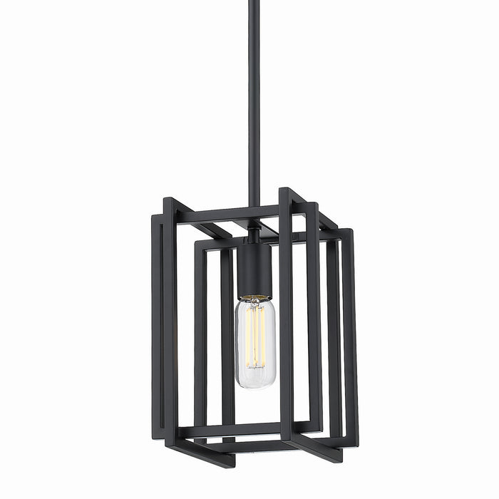 Golden 6070-M1L BLK-BLK One Light Mini Pendant, Matte Black