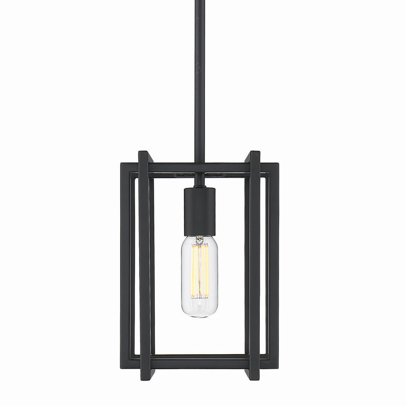Golden 6070-M1L BLK-BLK One Light Mini Pendant, Matte Black