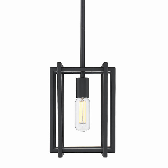 Golden 6070-M1L BLK-BLK One Light Mini Pendant, Matte Black