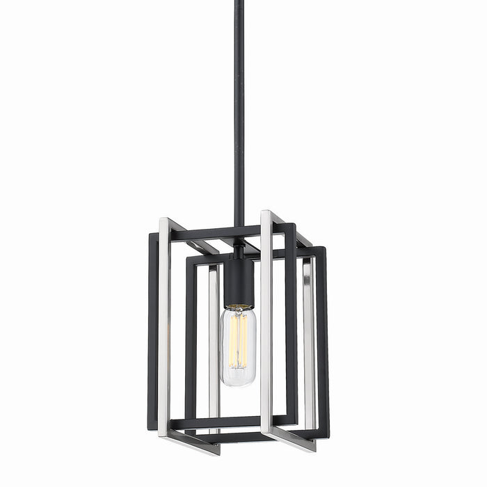 Golden 6070-M1L BLK-PW One Light Mini Pendant, Matte Black