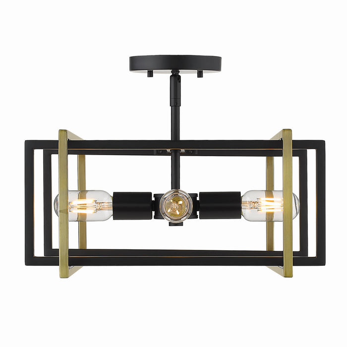 Golden 6070-SF BLK-AB Four Light Semi-Flush Mount, Matte Black