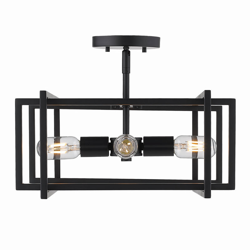 Golden 6070-SF BLK-BLK Four Light Semi-Flush Mount, Matte Black