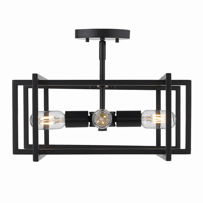Golden 6070-SF BLK-BLK Four Light Semi-Flush Mount, Matte Black