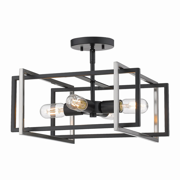 Golden 6070-SF BLK-PW Four Light Semi-Flush Mount, Matte Black