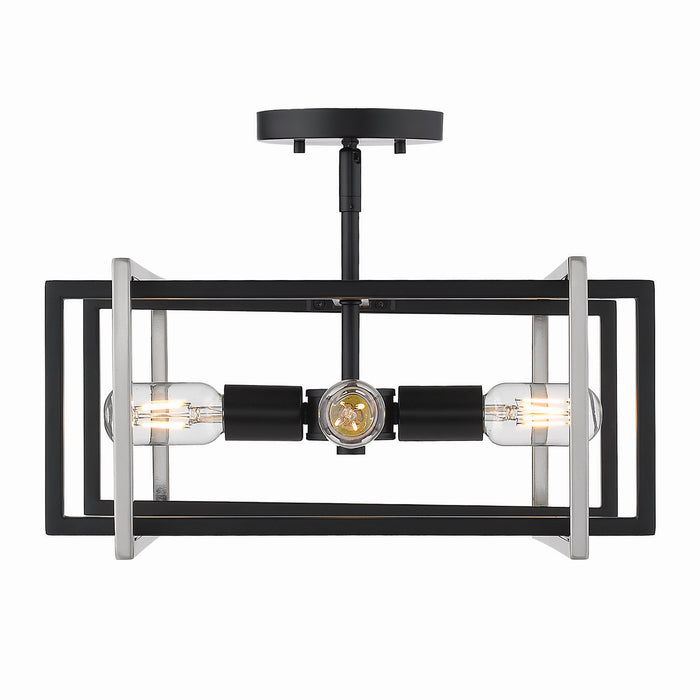 Golden 6070-SF BLK-PW Four Light Semi-Flush Mount, Matte Black