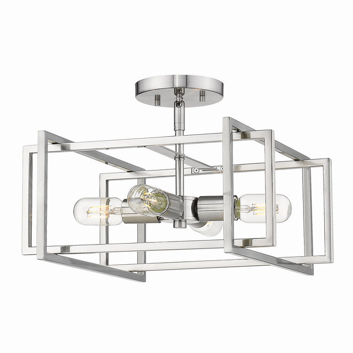 Golden 6070-SF PW-PW Four Light Semi-Flush Mount, Pewter