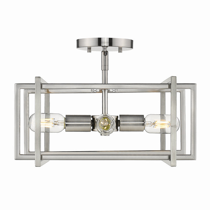 Golden 6070-SF PW-PW Four Light Semi-Flush Mount, Pewter