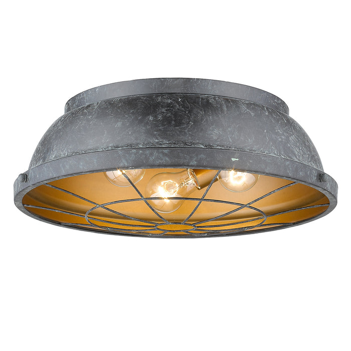 Golden 7312-FM16 BP Three Light Flush Mount, Black Patina
