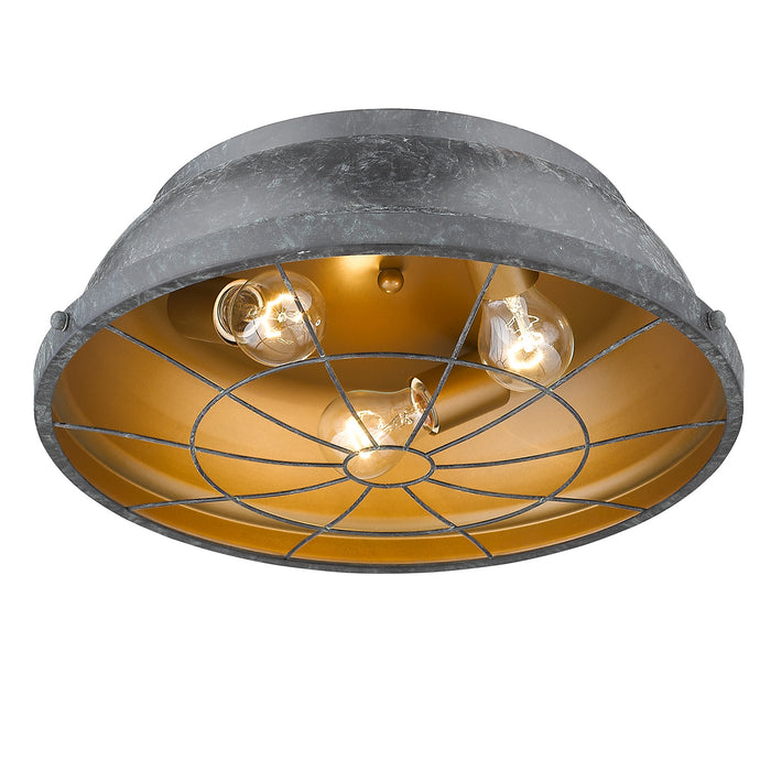 Golden 7312-FM16 BP Three Light Flush Mount, Black Patina