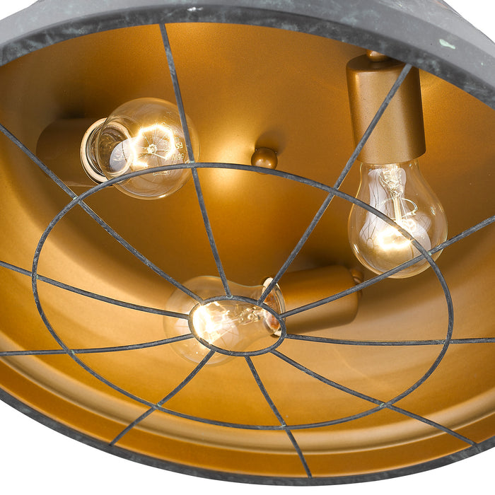 Golden 7312-FM16 BP Three Light Flush Mount, Black Patina