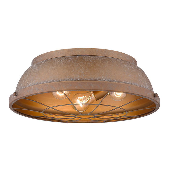 Golden 7312-FM16 CP Three Light Flush Mount, Copper Patina