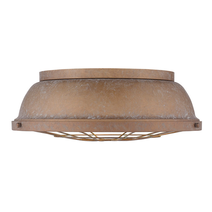 Golden 7312-FM16 CP Three Light Flush Mount, Copper Patina