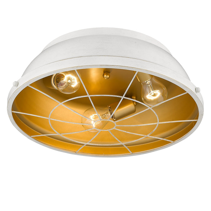 Golden 7312-FM16 FW Three Light Flush Mount, French White