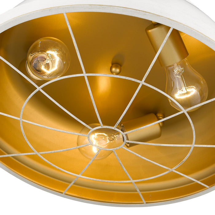 Golden 7312-FM16 FW Three Light Flush Mount, French White