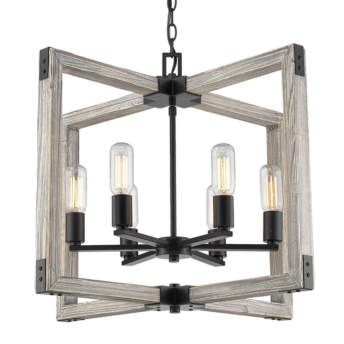 Golden 7808-6 BLK Six Light Chandelier, Matte Black